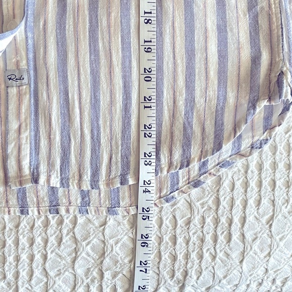 RAILS Linen Blend Charli Shirt Bacara Stripe Button Front Sz:XS - Picture 10 of 14